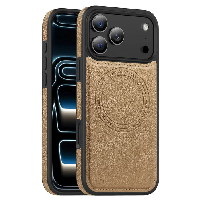 For iPhone 17 Pro Max Case Compatible with MagSafe Leather Back Phone Cover - Desert Gold - 1