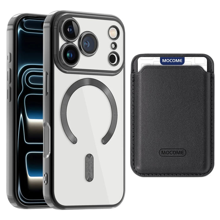 For iPhone 17 Pro Case Compatible with MagSafe TPU + PC Mobile Cover with Card Bag - Black - 1