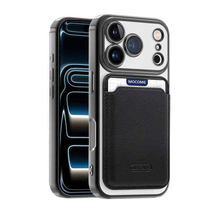 For iPhone 17 Pro Case Compatible with MagSafe TPU + PC Mobile Cover with Card Bag - Black - 2
