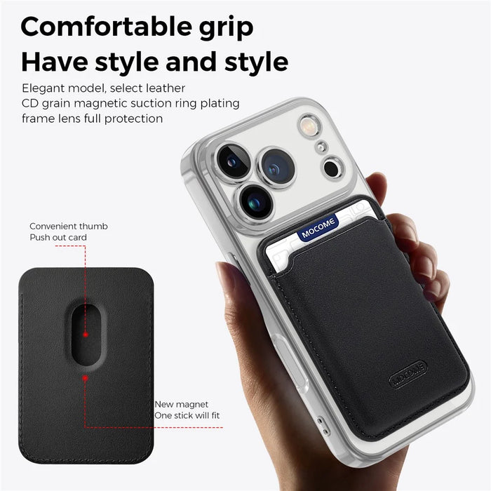 For iPhone 17 Pro Case Compatible with MagSafe TPU + PC Mobile Cover with Card Bag - Black - 3