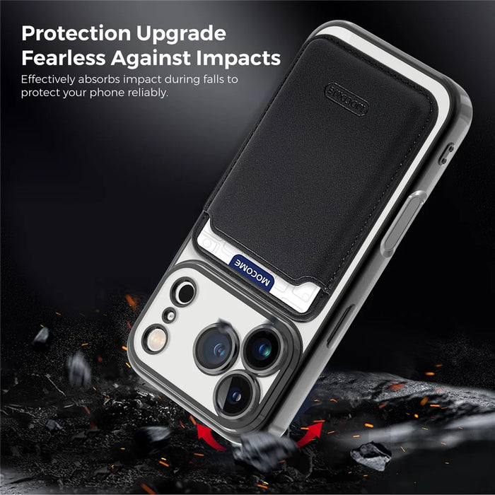 For iPhone 17 Pro Case Compatible with MagSafe TPU + PC Mobile Cover with Card Bag - Black - 4