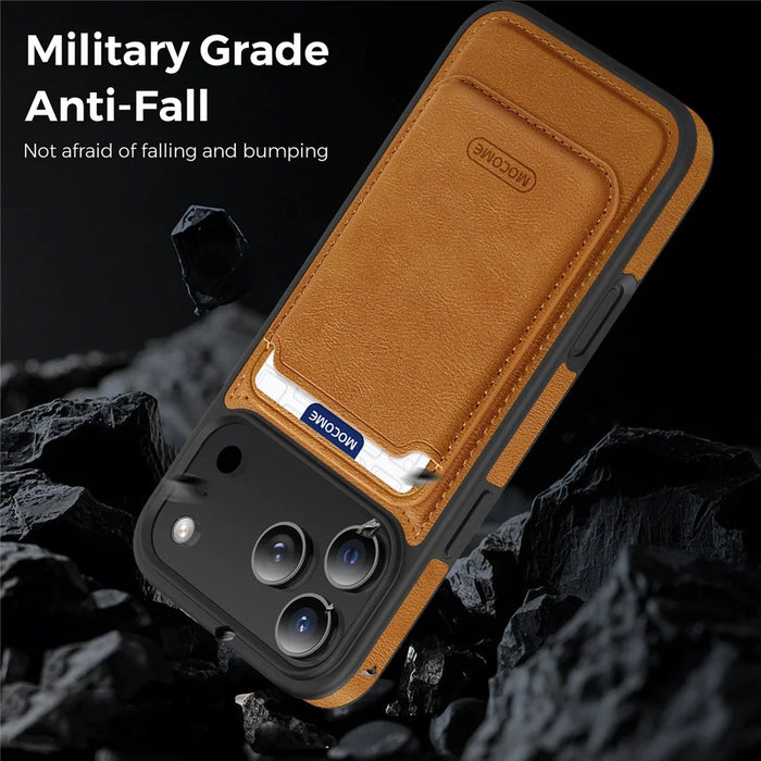 For iPhone 17 Pro Max Magnetic Case with Detachable Card Holder TPU + PU Leather Phone Back Cover - Brown - 5