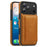 For iPhone 17 Pro Max Case Compatible with MagSafe Leather Back Phone Cover with Detachable Card Bag - Brown - 1