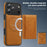 For iPhone 17 Pro Max Case Compatible with MagSafe Leather Back Phone Cover with Detachable Card Bag - Brown - 6