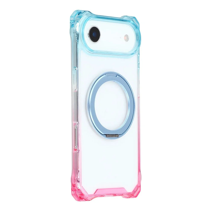 For iPhone Air Magnetic Case Ring Kickstand TPU + PC Phone Cover - Gradient Blue / Pink - 3