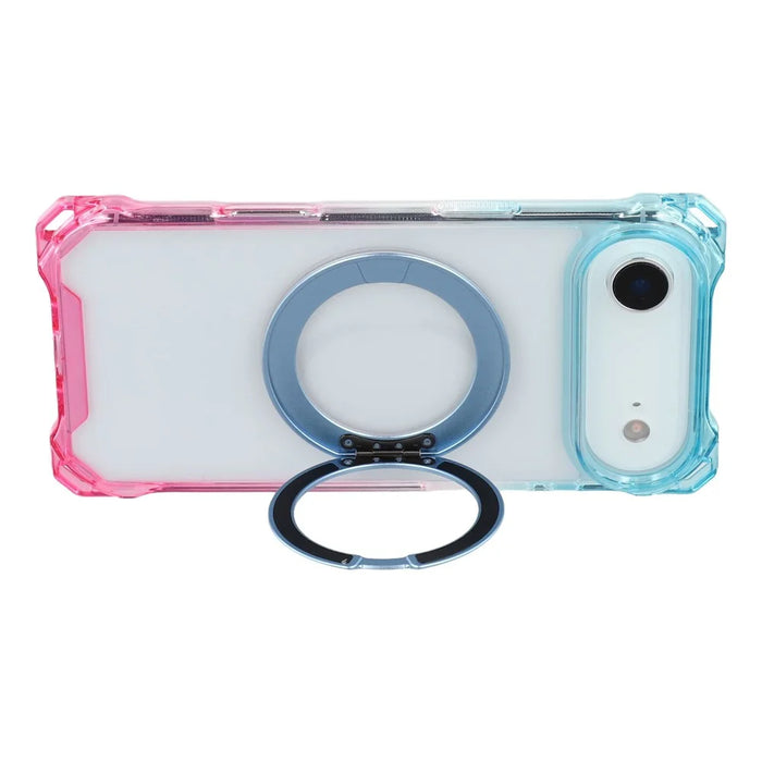 For iPhone Air Magnetic Case Ring Kickstand TPU + PC Phone Cover - Gradient Blue / Pink - 4
