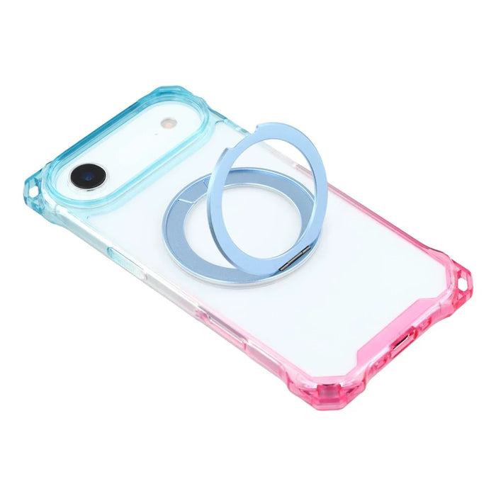 For iPhone Air Magnetic Case Ring Kickstand TPU + PC Phone Cover - Gradient Blue / Pink - 5