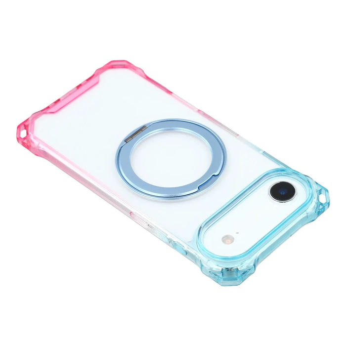 For iPhone Air Magnetic Case Ring Kickstand TPU + PC Phone Cover - Gradient Blue / Pink - 6