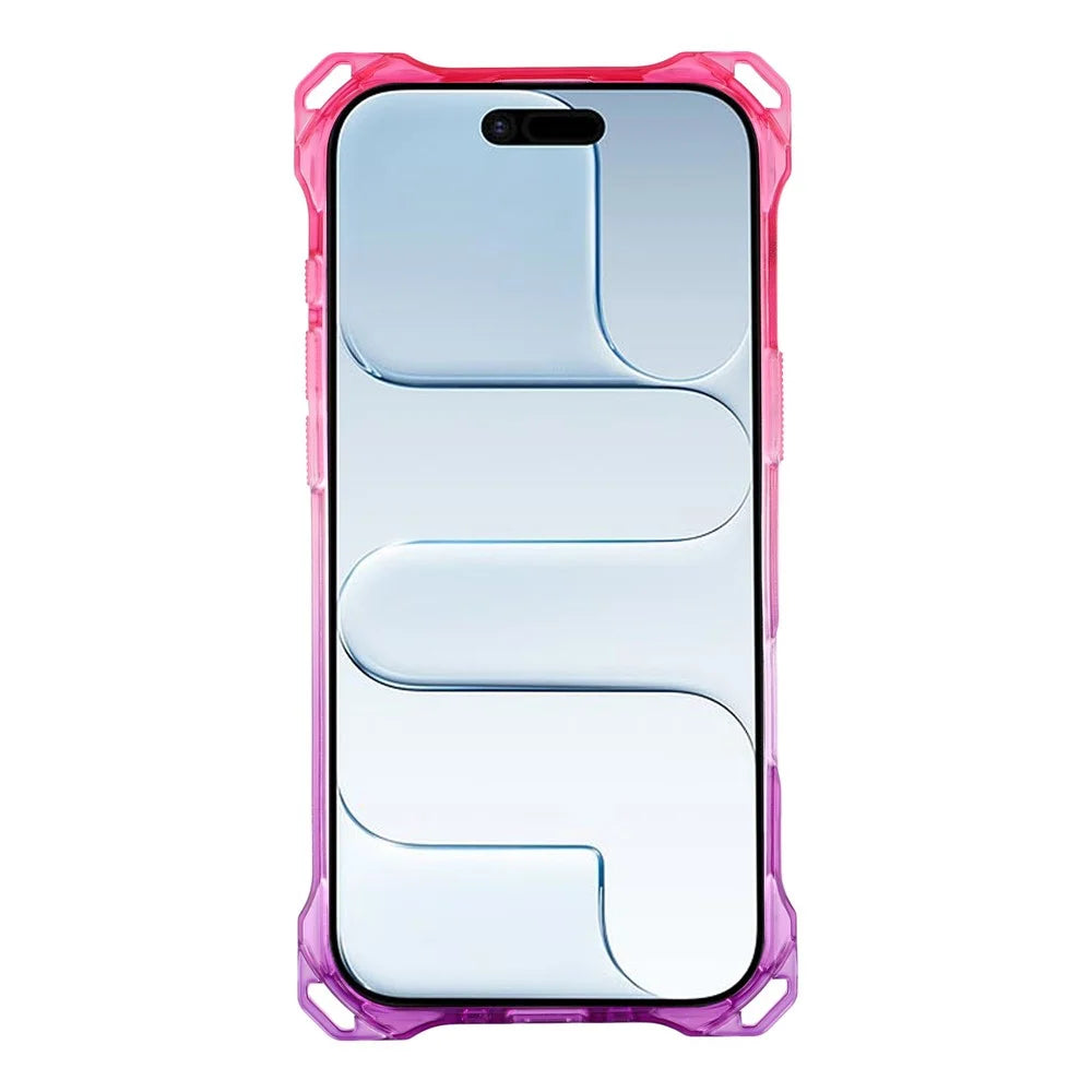 For iPhone Air Magnetic Case Ring Kickstand TPU + PC Phone Cover with Lanyard - Gradient Pink / Purple - 4