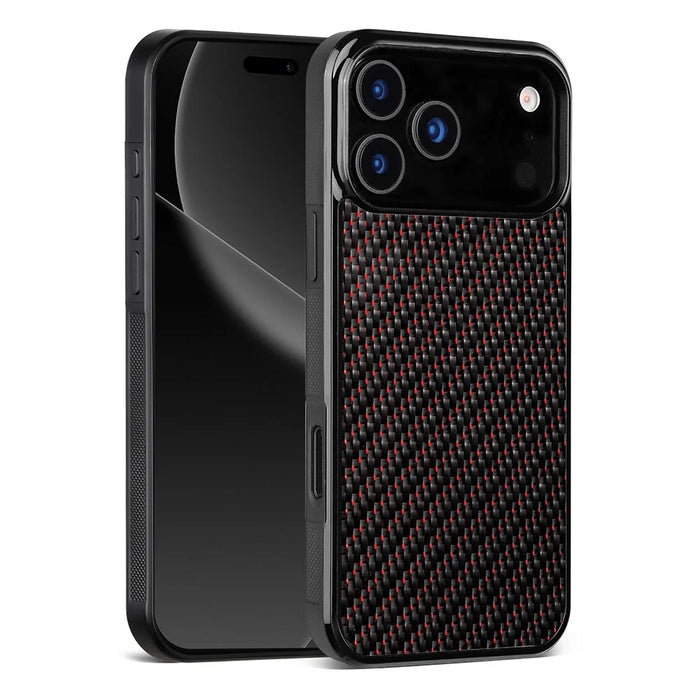 For iPhone 17 Pro Max Case Case Twill Texture Aramid Fiber + TPU Shockproof Phone Cover - Red - 2