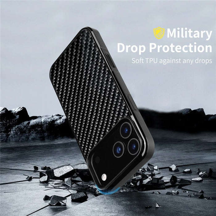 For iPhone 17 Pro Max Case Case Twill Texture Aramid Fiber + TPU Shockproof Phone Cover - Red - 3