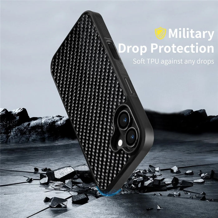 For iPhone 17 Case Case Twill Texture Aramid Fiber + TPU Shockproof Phone Cover - Black - 3
