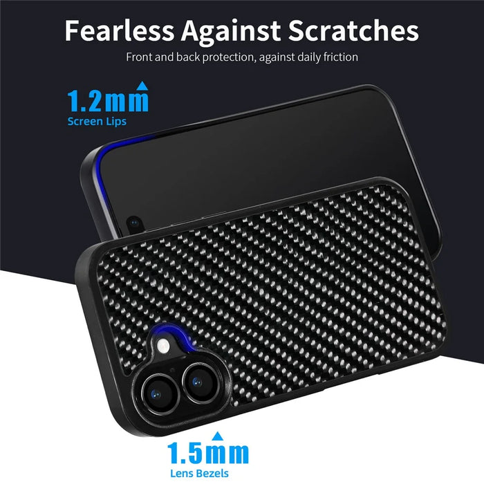 For iPhone 17 Case Case Twill Texture Aramid Fiber + TPU Shockproof Phone Cover - Black - 5