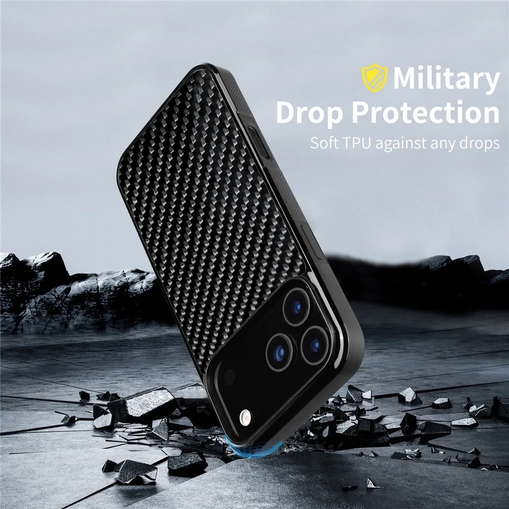 For iPhone 17 Pro Max Case Compatible with MagSafe Twill Texture Aramid Fiber TPU Shockproof Phone Cover - Red - 4