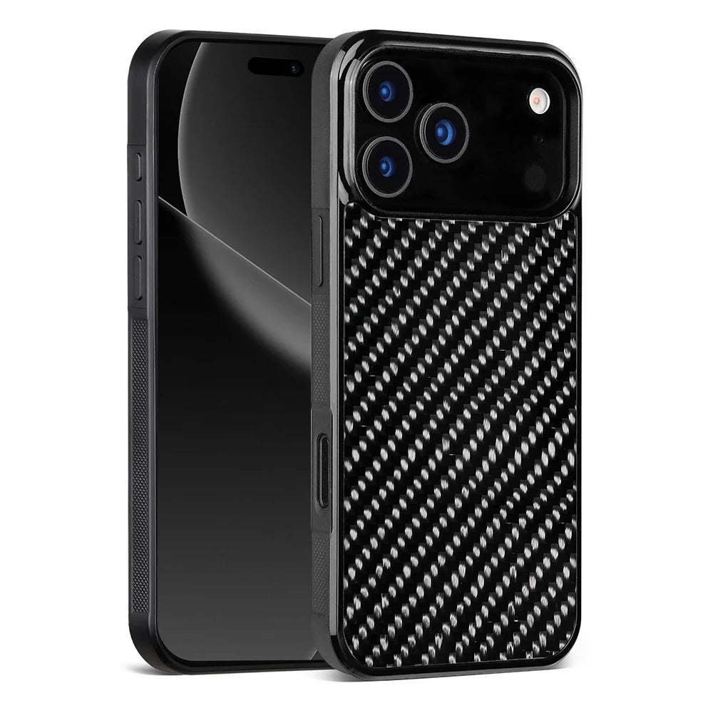 For iPhone 17 Pro Case Compatible with MagSafe Twill Texture Aramid Fiber TPU Shockproof Phone Cover - Black - 2