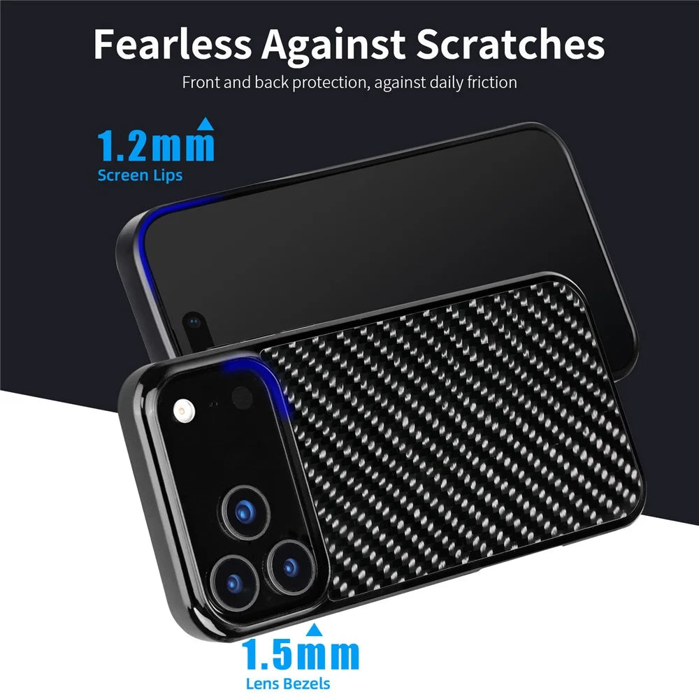 For iPhone 17 Pro Case Compatible with MagSafe Twill Texture Aramid Fiber TPU Shockproof Phone Cover - Black - 7