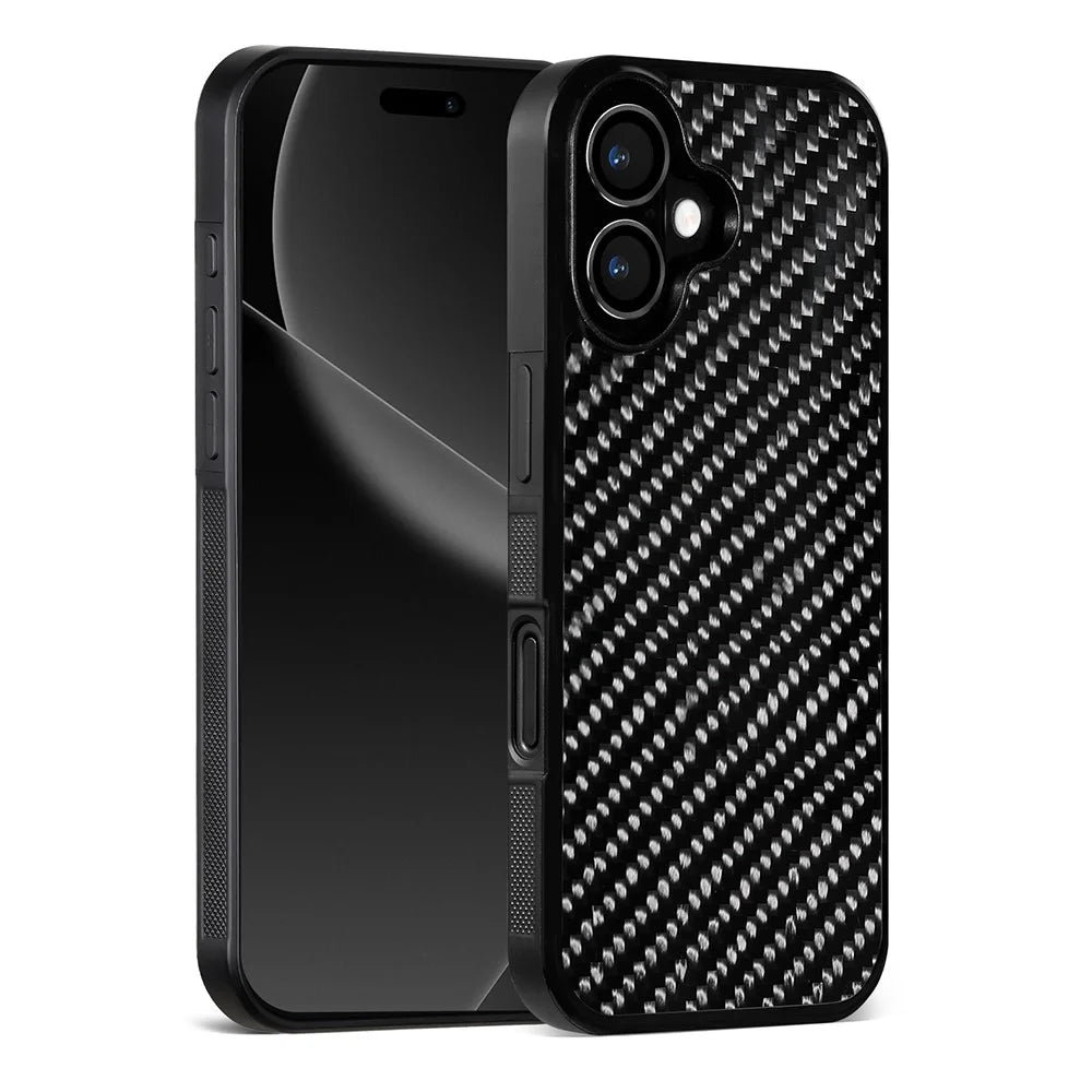 For iPhone 17 Case Compatible with MagSafe Twill Texture Aramid Fiber TPU Shockproof Phone Cover - Black - 2