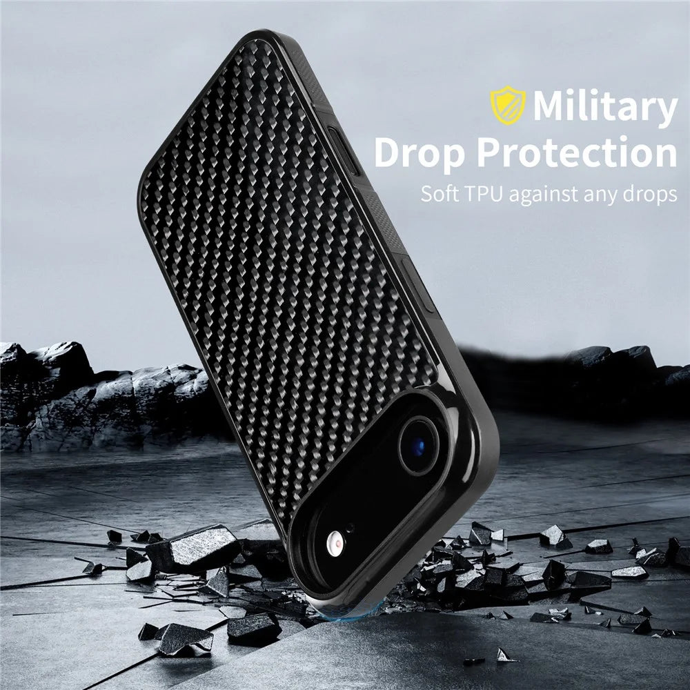 For iPhone Air Case Compatible with MagSafe Twill Texture Aramid Fiber TPU Shockproof Phone Cover - Black - 3