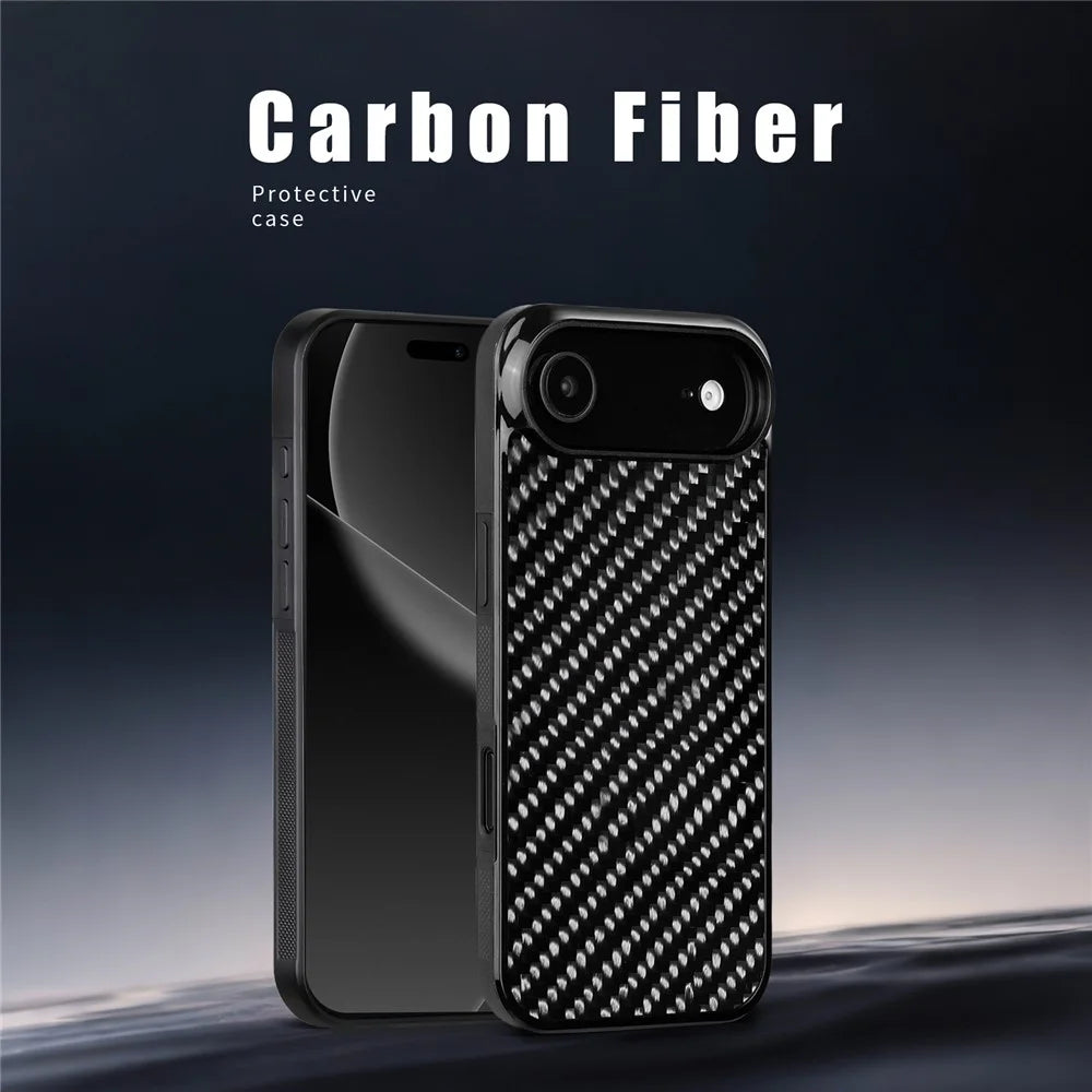 For iPhone Air Case Compatible with MagSafe Twill Texture Aramid Fiber TPU Shockproof Phone Cover - Black - 4