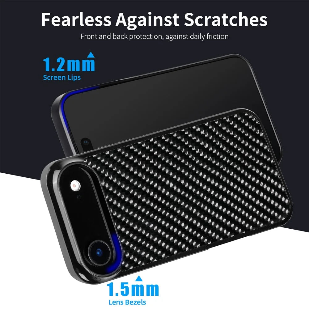 For iPhone Air Case Compatible with MagSafe Twill Texture Aramid Fiber TPU Shockproof Phone Cover - Black - 6
