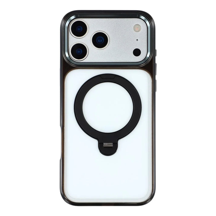 JAUCASE For iPhone 17 Pro Max Case Rotating Kickstand TPU + PC Clear Phone Back Cover - Transparent Black - 3