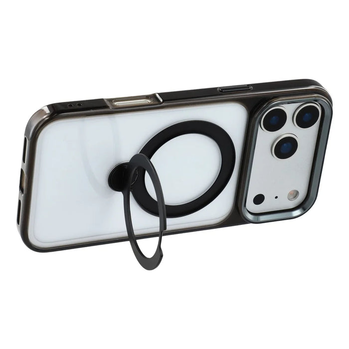 JAUCASE For iPhone 17 Pro Max Case Rotating Kickstand TPU + PC Clear Phone Back Cover - Transparent Black - 4