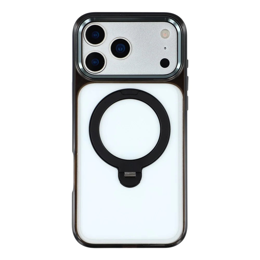 JAUCASE For iPhone 17 Pro Case Rotating Kickstand TPU + PC Clear Phone Back Cover - Transparent Black - 3