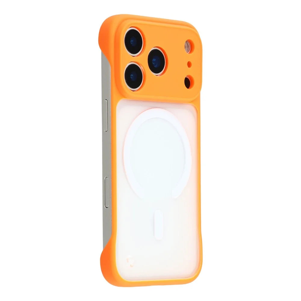 JAUCASE For iPhone 17 Pro Case Compatible with MagSafe Frosted PC Frameless Phone Cover - Orange - 1