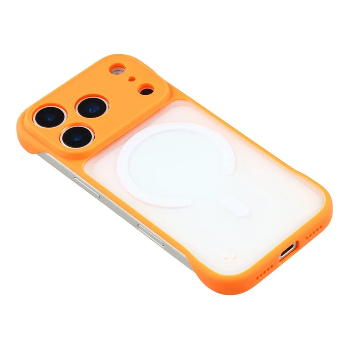 JAUCASE For iPhone 17 Pro Case Compatible with MagSafe Frosted PC Frameless Phone Cover - Orange - 5