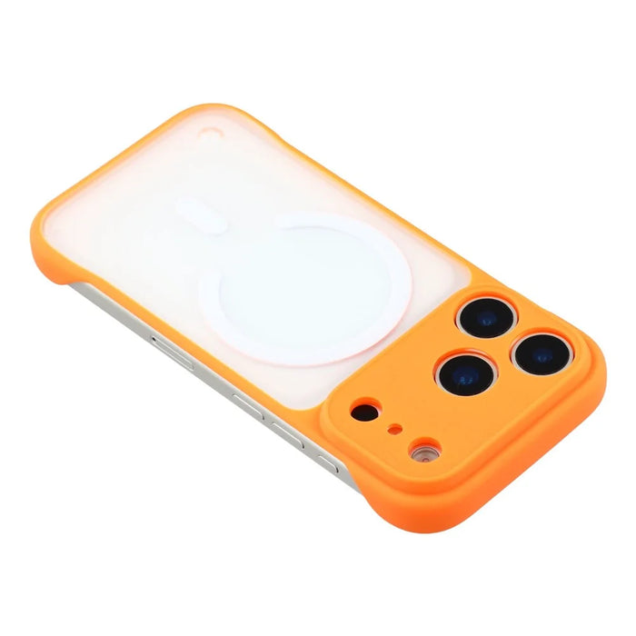 JAUCASE For iPhone 17 Pro Case Compatible with MagSafe Frosted PC Frameless Phone Cover - Orange - 6