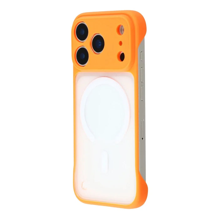 JAUCASE For iPhone 17 Pro Max Case Compatible with MagSafe Frosted PC Frameless Phone Cover - Orange - 4