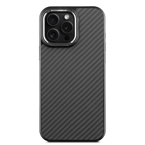 For iPhone 16 Pro Max Case Compatible with MagSafe Aramid Fiber TPU Phone Cover with Metal Lens Frame - Silver - 1