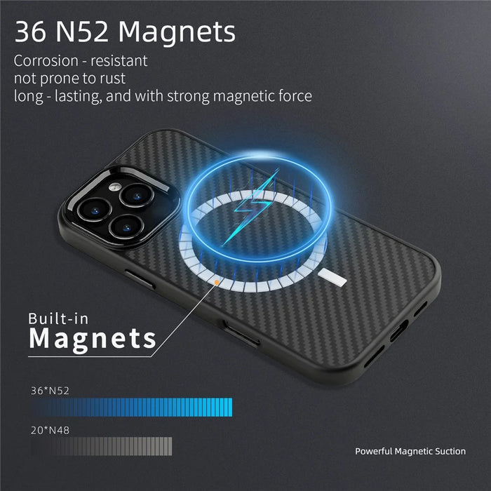 For iPhone 16 Pro Case Compatible with MagSafe Aramid Fiber TPU Phone Cover with Metal Lens Frame - Purple - 3