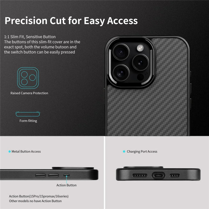 For iPhone 16 Pro Case Compatible with MagSafe Aramid Fiber TPU Phone Cover with Metal Lens Frame - Purple - 7