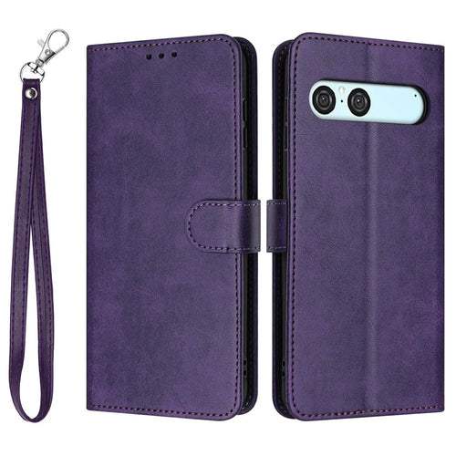 For Sony Xperia 10 VII Case Flip Stand Calf Texture PU Leather Wallet Phone Cover with Strap - Purple - 1
