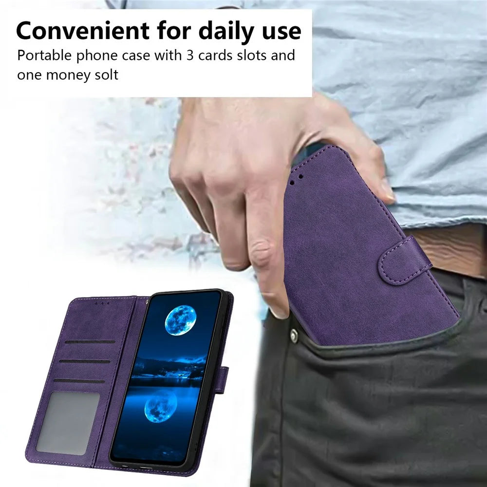 For Sony Xperia 10 VII Case Flip Stand Calf Texture PU Leather Wallet Phone Cover with Strap - Purple - 5