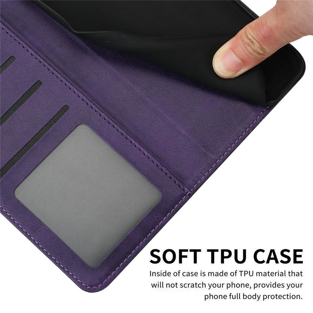 For Sony Xperia 10 VII Case Flip Stand Calf Texture PU Leather Wallet Phone Cover with Strap - Purple - 6