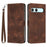 For Sony Xperia 10 VII Leather Case Imprinted Triangle Phone Cover with Hand Strap - Brown - 1