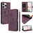 For iPhone 16 Pro Max Case Wallet Stand Lotus Imprint Leather Phone Cover with Wrist Strap - Wine Red - 1
