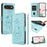 For iPhone Air Case Wallet Stand Lotus Imprint Leather Phone Cover with Wrist Strap - Green - 1