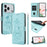 For iPhone 18 Pro Max / 17 Pro Max Case Wallet Stand Lotus Imprint Leather Phone Cover with Wrist Strap - Green - 1