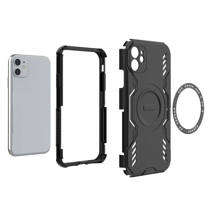 For iPhone 11 Magnetic Case Butterfly Armor Hollow Heat Dissipation PC + TPU Phone Cover - Black - 2