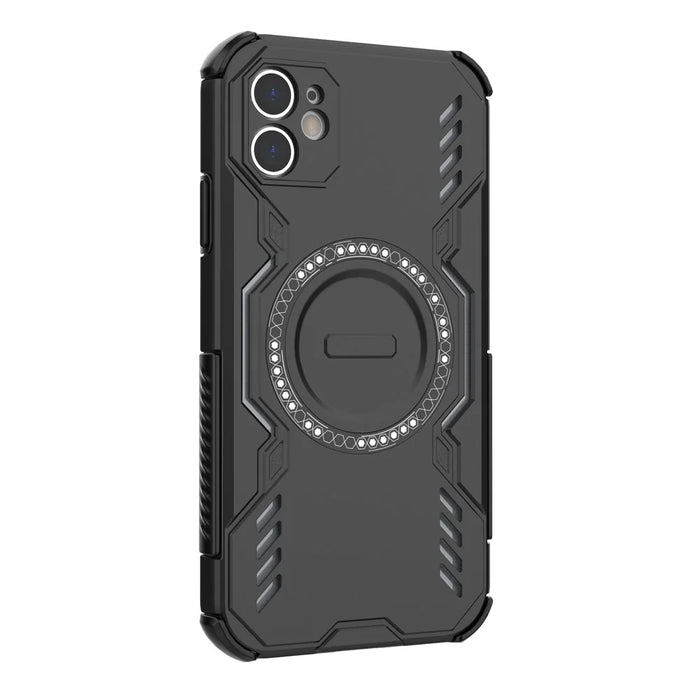 For iPhone 11 Magnetic Case Butterfly Armor Hollow Heat Dissipation PC + TPU Phone Cover - Black - 3