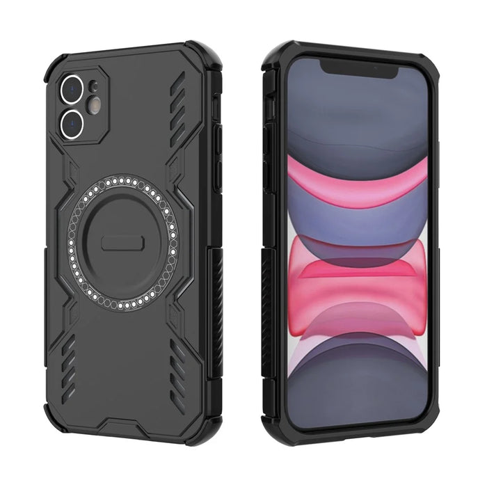 For iPhone 11 Magnetic Case Butterfly Armor Hollow Heat Dissipation PC + TPU Phone Cover - Black - 4