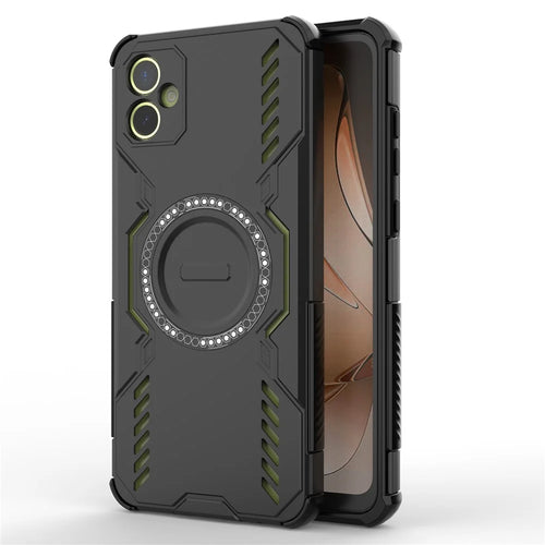 For Samsung Galaxy A05 4G Magnetic Case Butterfly Armor Hollow Heat Dissipation PC + TPU Phone Cover - Black - 1