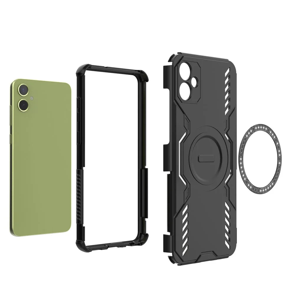 For Samsung Galaxy A05 4G Magnetic Case Butterfly Armor Hollow Heat Dissipation PC + TPU Phone Cover - Black - 2