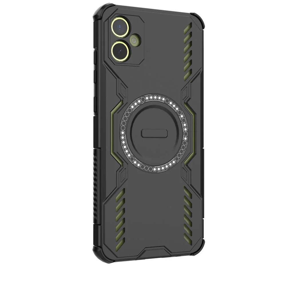 For Samsung Galaxy A05 4G Magnetic Case Butterfly Armor Hollow Heat Dissipation PC + TPU Phone Cover - Black - 3
