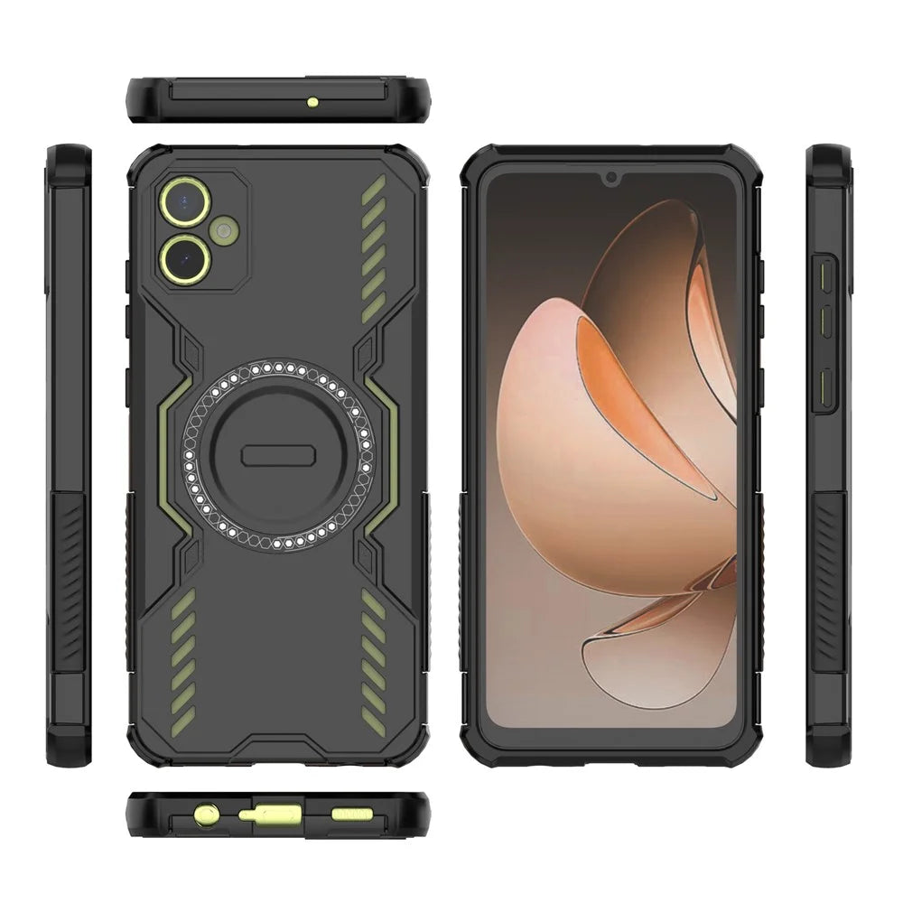 For Samsung Galaxy A05 4G Magnetic Case Butterfly Armor Hollow Heat Dissipation PC + TPU Phone Cover - Black - 5