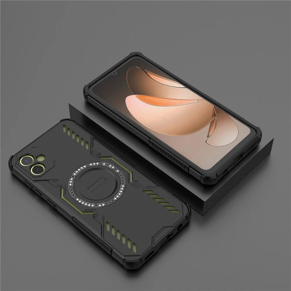 For Samsung Galaxy A05 4G Magnetic Case Butterfly Armor Hollow Heat Dissipation PC + TPU Phone Cover - Black - 6