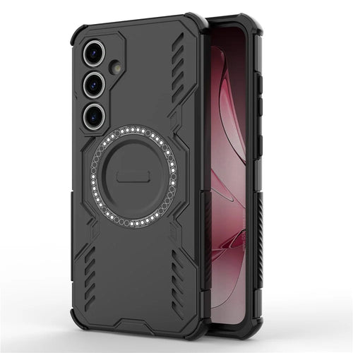 For Samsung Galaxy S24 FE Magnetic Case Butterfly Armor Hollow Heat Dissipation PC + TPU Phone Cover - Black - 1